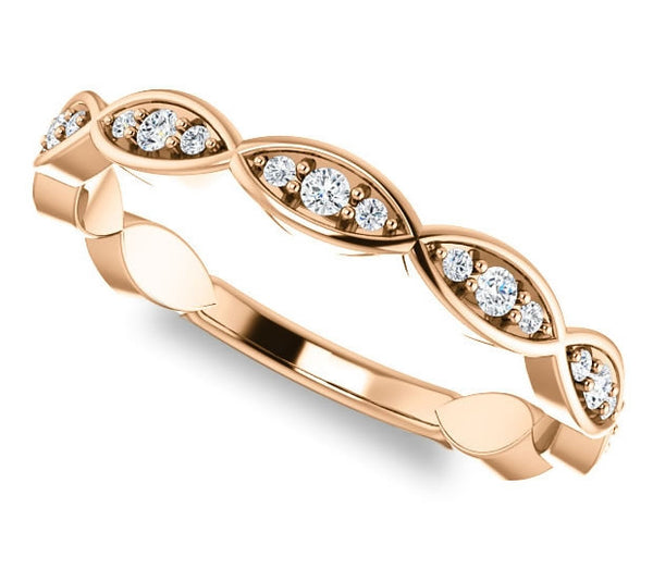 14K Rose Gold Ladies Band with Gem Accents (0.22ctw)