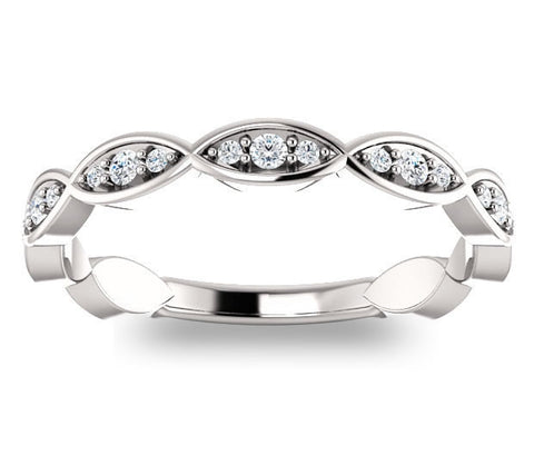 14K White Gold Ladies Band with Gem Accents (0.22ctw)