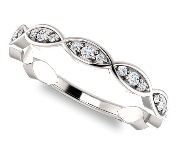 14K White Gold Ladies Band with Gem Accents (0.22ctw)