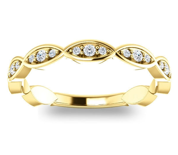 14k Yellow Gold Ladies Band with Gem Accents (0.22ctw)