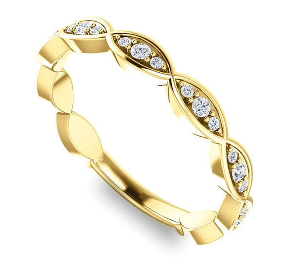 14k Yellow Gold Ladies Band with Gem Accents (0.22ctw)