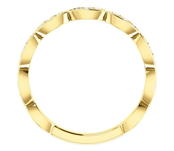 14k Yellow Gold Ladies Band with Gem Accents (0.22ctw)