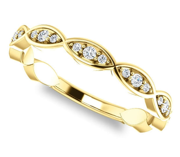 14k Yellow Gold Ladies Band with Gem Accents (0.22ctw)