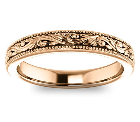 14K Rose Gold 3.5mm Ladies Filigree Band