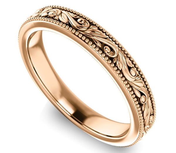 14K Rose Gold 3.5mm Ladies Filigree Band