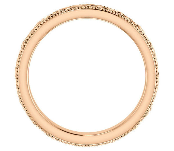 14K Rose Gold 3.5mm Ladies Filigree Band