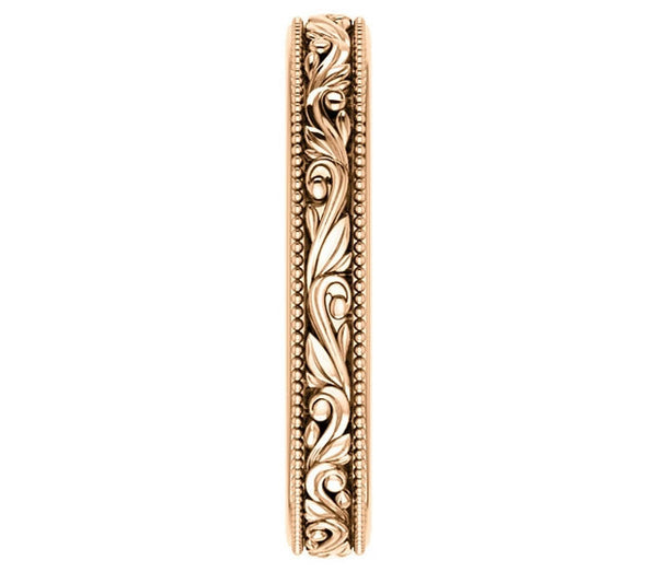 14K Rose Gold 3.5mm Ladies Filigree Band