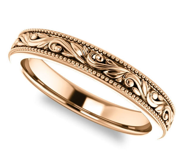 14K Rose Gold 3.5mm Ladies Filigree Band