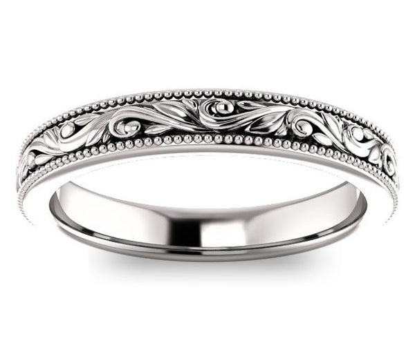 14K White Gold 3.5mm Ladies Filigree Band