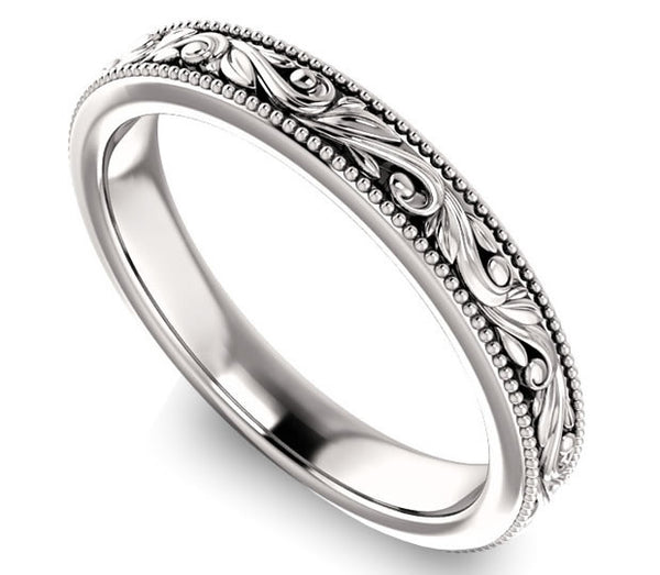 14K White Gold 3.5mm Ladies Filigree Band