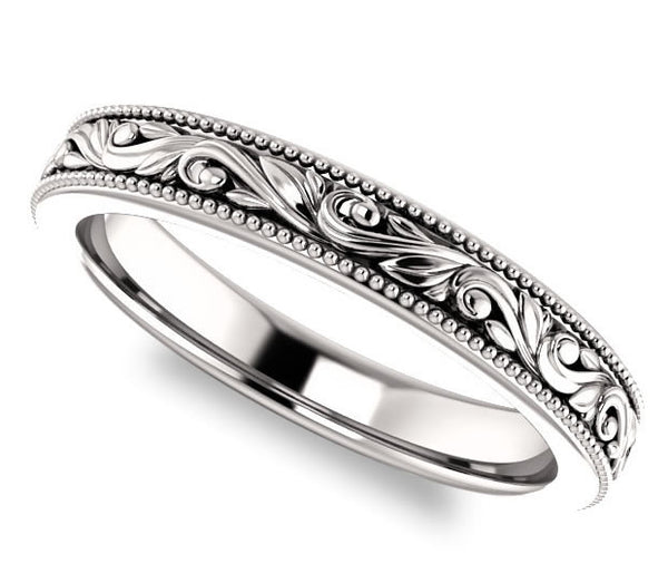 14K White Gold 3.5mm Ladies Filigree Band