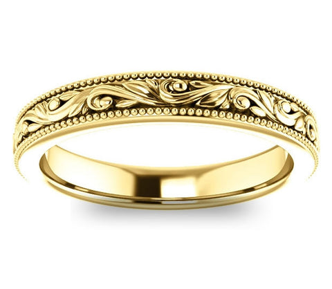 14K Yellow Gold 3.5mm Ladies Filigree Band