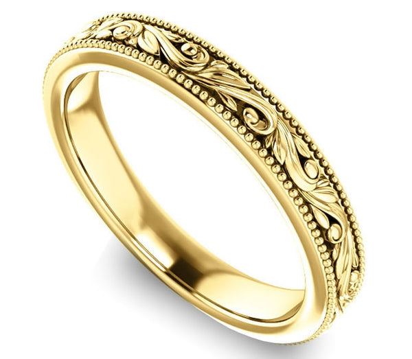 14K Yellow Gold 3.5mm Ladies Filigree Band