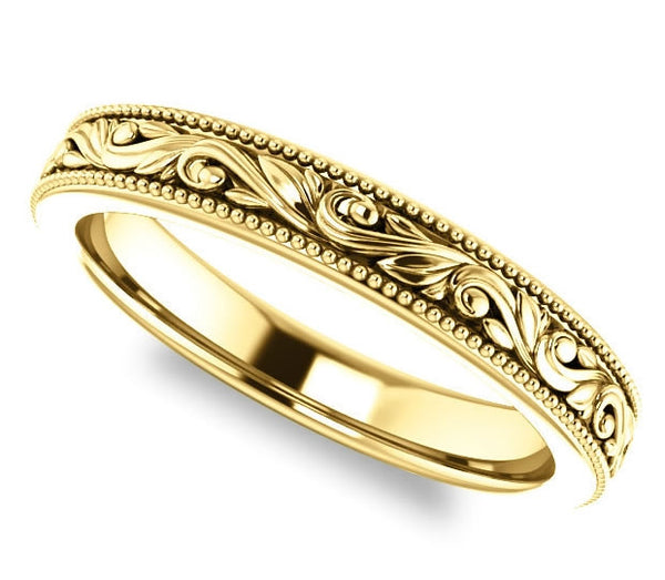 14K Yellow Gold 3.5mm Ladies Filigree Band