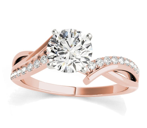 1.00ct (6.5mm) Round  14K Rose Gold Entwined Bypass with Gem Accents