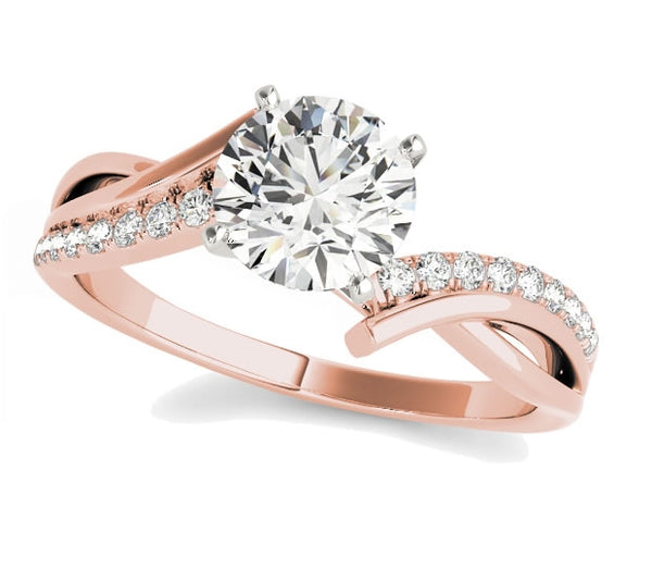 1.00ct (6.5mm) Round  14K Rose Gold Entwined Bypass with Gem Accents