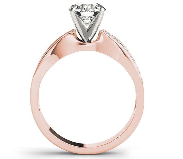 1.00ct (6.5mm) Round  14K Rose Gold Entwined Engagement Ring With Gem Accents