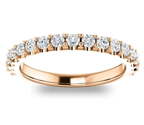 14K Rose Gold 2.5mm Common Prong Brilliant Round Moissanite Ladies Band (0.55ctw)