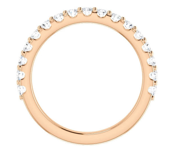 14K Rose Gold 2.5mm Common Prong Brilliant Round Moissanite Ladies Band (0.55ctw)