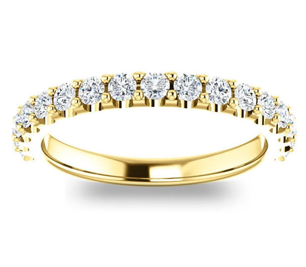 14K Yellow Gold 2.5mm Common Prong Brilliant Round Moissanite Ladies Band (0.55ctw)