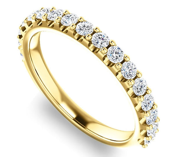 14K Yellow Gold 2.5mm Common Prong Brilliant Round Moissanite Ladies Band (0.55ctw)