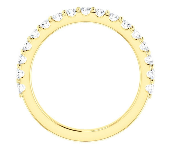 14K Yellow Gold 2.5mm Common Prong Brilliant Round Moissanite Ladies Band (0.55ctw)