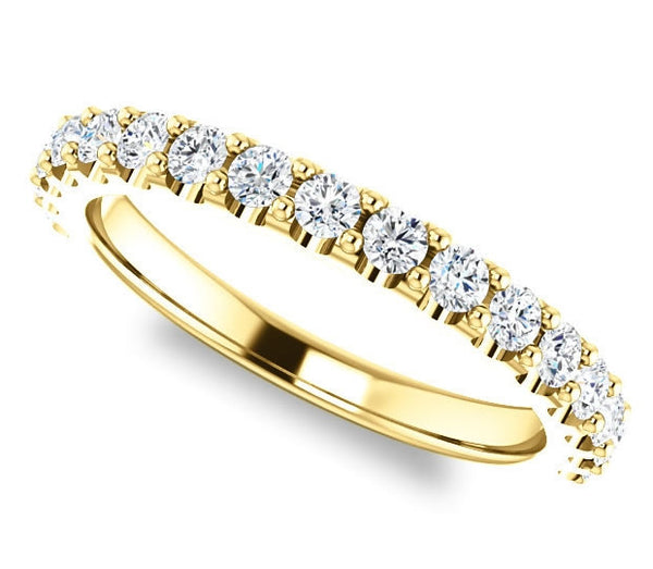 14K Yellow Gold 2.5mm Common Prong Brilliant Round Moissanite Ladies Band (0.55ctw)