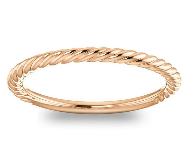 14K Rose Gold 2mm Roped Ladies Band