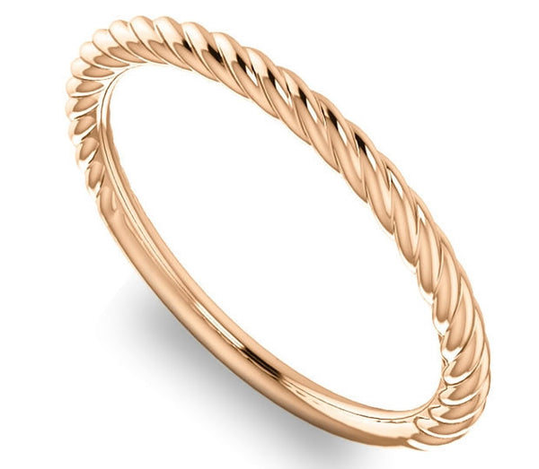 14K Rose Gold 2mm Roped Ladies Band