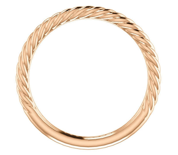 14K Rose Gold 2mm Roped Ladies Band