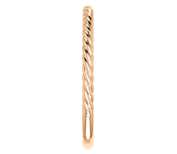 14K Rose Gold 2mm Roped Ladies Band