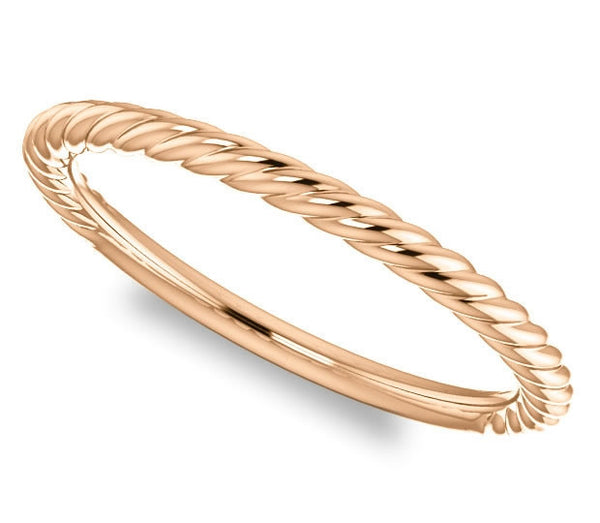 14K Rose Gold 2mm Roped Ladies Band