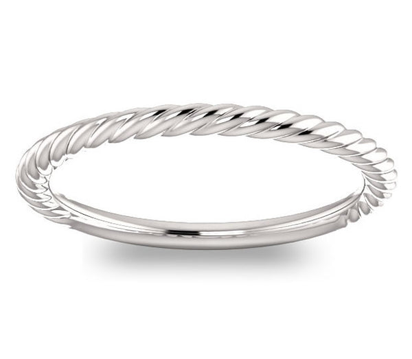 14K White Gold 2mm Roped Ladies Band