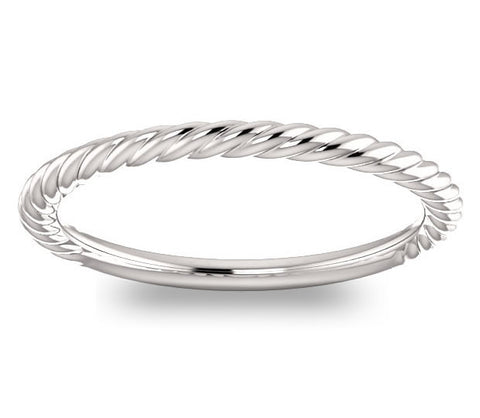 14K White Gold 2mm Roped Ladies Band