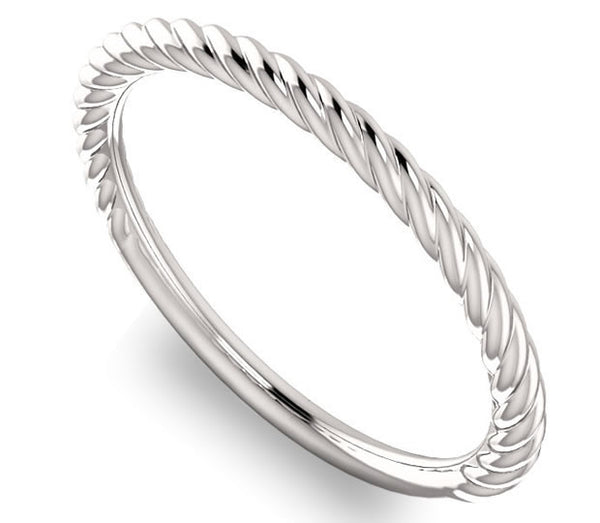 14K White Gold 2mm Roped Ladies Band