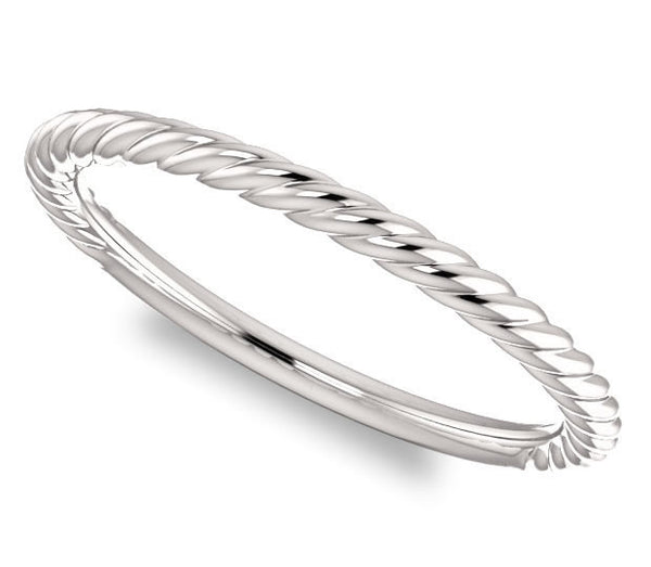 14K White Gold 2mm Roped Ladies Band