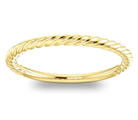 14K Yellow Gold 2mm Roped Ladies Band