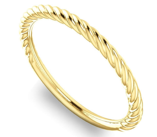 14K Yellow Gold 2mm Roped Ladies Band