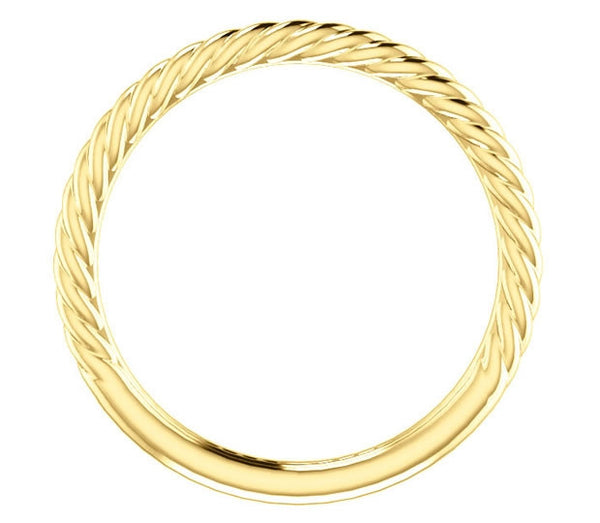 14K Yellow Gold 2mm Roped Ladies Band