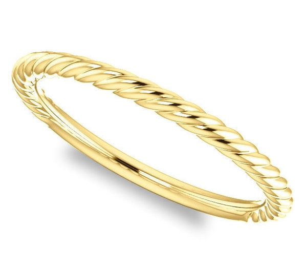 14K Yellow Gold 2mm Roped Ladies Band