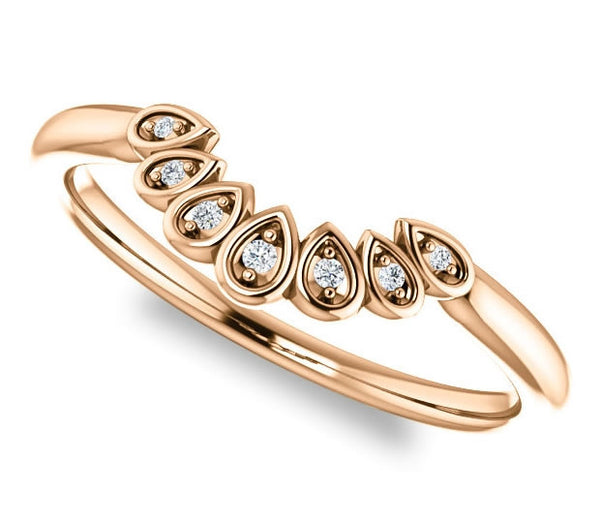 14K Rose Gold Vintage Inspired Contour Wedding Band