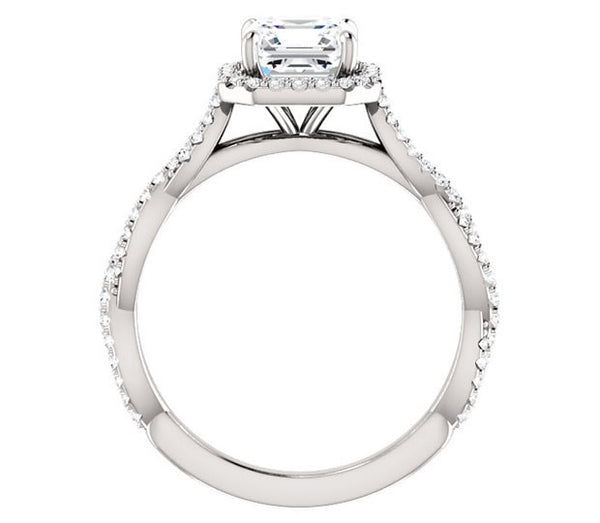 1.30ct (6.5mm) Asscher  14K White Gold Halo Engagement Ring