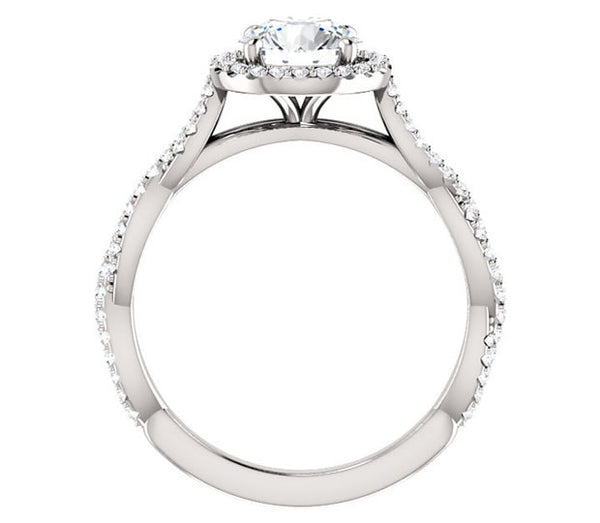 1.00ct (6.5mm) Round  14K White Gold Halo Engagement Ring