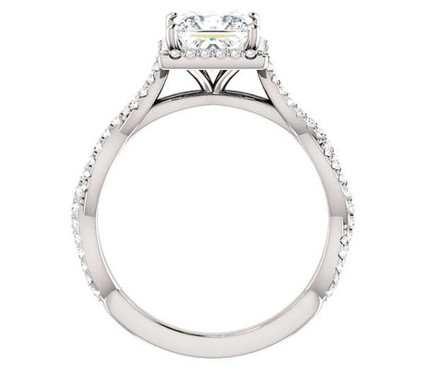 1.30ct (6.0mm) Princess  14K White Gold Halo Engagement Ring