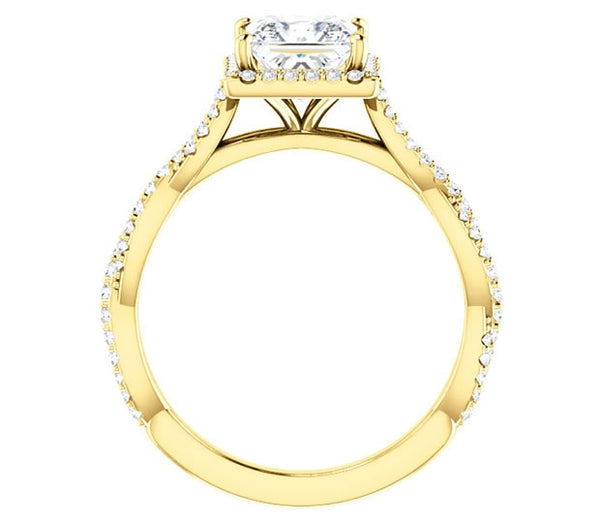 1.30ct (6.0mm) Princess  14K Yellow Gold Halo Engagement Ring