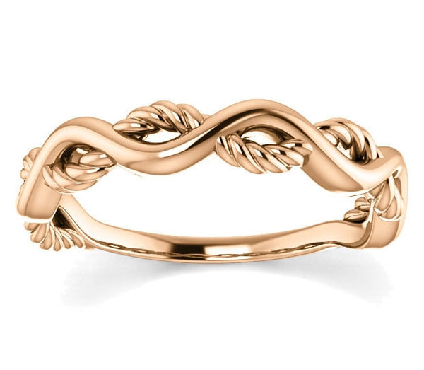 14K Rose Gold 5.5mm Woven Rope Wedding Band