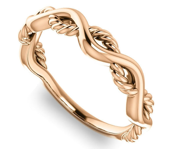 14K Rose Gold 5.5mm Woven Rope Wedding Band