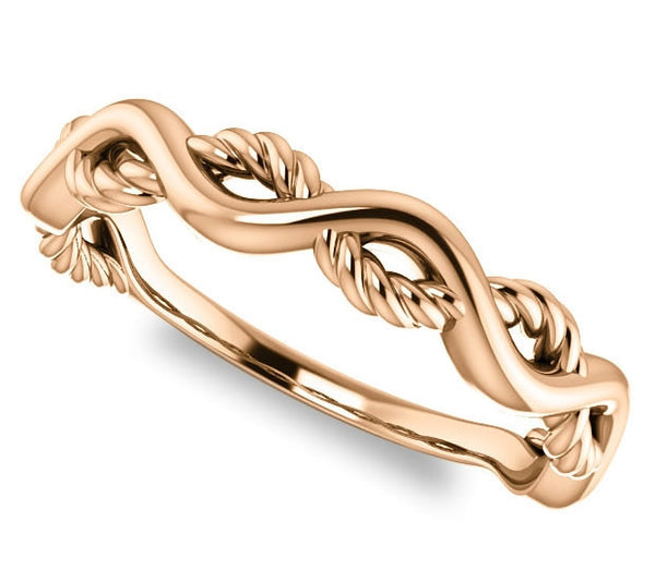 14K Rose Gold 5.5mm Woven Rope Wedding Band