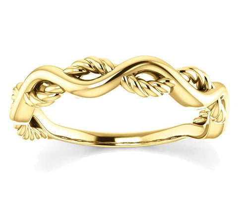 14K Yellow Gold 5.5mm Woven Rope Wedding Band