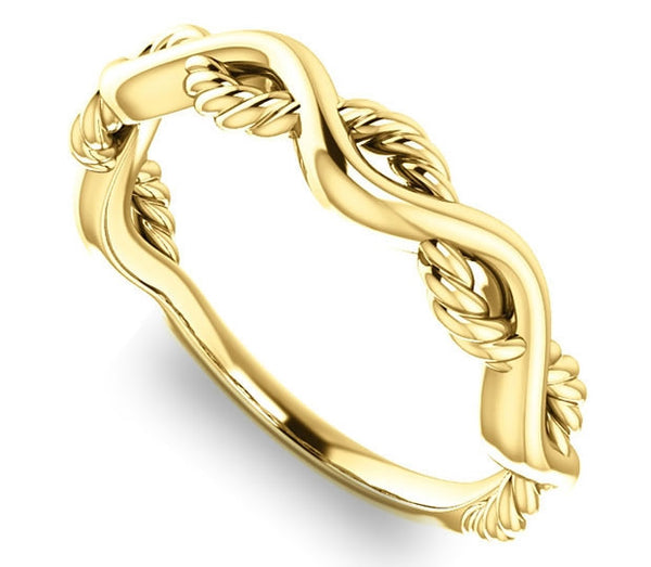 14K Yellow Gold 5.5mm Woven Rope Wedding Band